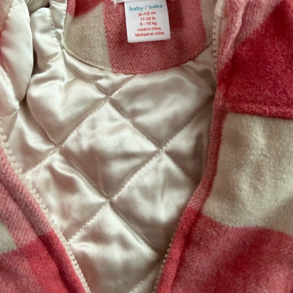 Pink and White Plaid Hooded Coat - Picture 3 of 3